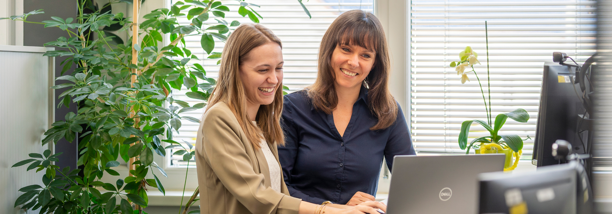 Lächelnde Frauen im Büro.
